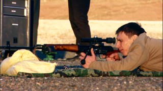 Former Spetsnaz operative Maxim Franz gets down to show off his sharpshooting skills.
