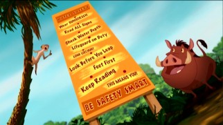 Timon and Pumbaa learn there are a whole lot of rules to heed when safely going "In the Water!"