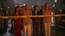 The ladies get a front row seat to the burning Britt house show.