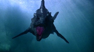 We get one of our closest looks at the killer Dinoshark, who may actually be extinct reptile pliosaurus unfrozen.