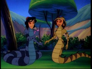 Oh no! Aladdin and Jasmine turn into snakes! Got milk? I did. With cookies.