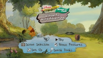 The animated 16x9 "Wonderful Word Adventure" main menu