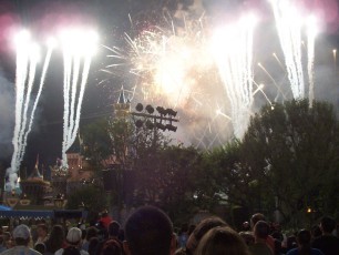 Dazzling fireworks lit the sky each night as part of Disneyland's spectacular show "Remember...Dreams Come True."