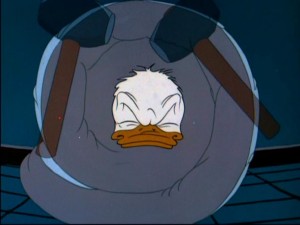 The leaky faucet's consistent dripping pounds into Donalds head with exaggerated effect.