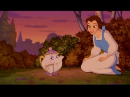 Belle serenades her pachyderm-resembling pottery friend in a music video that ineffectively promotes Disney Princess Enchanted Tales: Kingdom of Kindness.