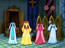 I thought Aurora would look nice in this blue dress, but apparently that's not appropriate princess attire.
