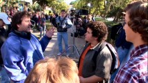 Director Steven Brill gives Rap Off pointers to Troy Gentile on the "Drillbit Taylor" set.