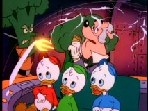 Scrooge's butler and the triplets must battle off alien vegetables in "Duckworth's Revolt."