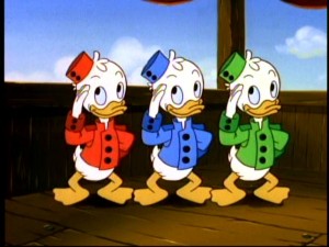Huey, Dewey, and Louie are all decked out to match the 1930s feeling that’s swept the Hindentanic.