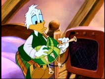 A young Scrooge McDuck practices his bagpipes while wearing his favorite kilt.
