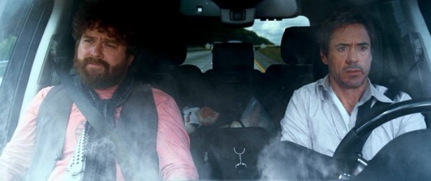 A contrary couple of strangers (played by Zach Galifianakis and Robert Downey Jr.) share an Atlanta to L.A. cross-country road trip together in the buddy comedy "Due Date."