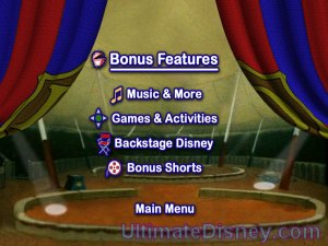 Dumbo: Big Top Edition bonus features menu