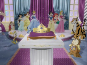 Here is your prize for reading this quick review: a shiny gold tiara presented to you by all the Disney Princesses...plus Cogsworth, Rajah, Lumiere...and Grumpy.