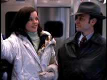 Chuck enjoys the company of mob boss wife Theresa Laparko (Pauley Perrette) on an exciting El Train ride.