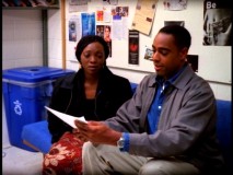 Marissa's college classmate/love interest (Jeffrey D. Sams) talks with her as danger looms.