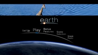 A giraffe walks across water in a brief scene shown atop the DVD main's menu.