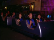 The Cadigan-Scott family rides Rock 'n Rollercoaster Starring Aerosmith at the Disney-MGM studios in Florida.