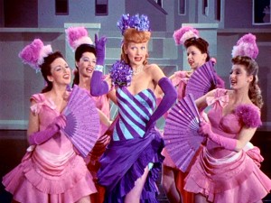 Lucille Ball dons lots of purple for "The Continental Polka" as ditzy showgirl Gladys in "Easy to Wed."