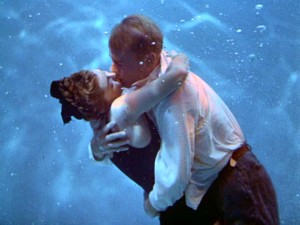 True love doesn't need to rise to the surface for air. Esther Williams and Van Johnson hug and kiss underwater in "Easy to Wed."