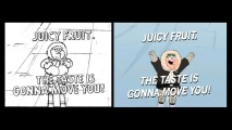 If you watch "Something, Something, Something, Dark Side and wonder how the random Juicy Fruit commercial went from sketch to final color, you're in luck thanks to the animatic comparison reel.