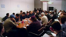 The table read for "Something, Something Something, Dark Side" is a joy to listen to, but listen is pretty much all that you'll do -- the camera angle doesn't change from what you see here. Can you find Seth MacFarlane? Me neither.