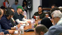 Seth MacFarlane is much more visible in the sneak peek at the table read for "We Have a Bad Feeling About This", included on the "Something, Something, Something, Dark Side" Blu-ray and DVD.