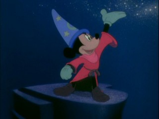"The Sorcerer's Apprentice" shows Mickey Mouse in his most iconic role as he summons comets from across the sky.