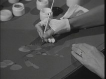 An excerpt from "The Story of the Animated Drawing" shows us the ink and paint department working on "Fantasia" cels.