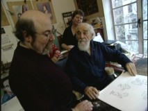 Director Eric Goldberg looks over some of renowned artist Al Hirschfeld's sketches in "Creating Rhapsody in Blue."