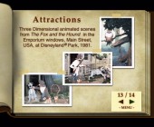 The gallery presents a much more navigable thumbnails view than most. This page is the first of two which look at the Main Street USA Emporium's "Fox and the Hound" windows from the early '80s.
