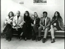 The cast assembled for the penultimate scene of "Caliber 9" appear in this image from the photo gallery, enhanced by a Gastone Moschin phone interview.