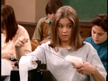D.J. is surprised to find her burrito doubles as a walkie talkie in her nightmarish SAT experience, "The Test."