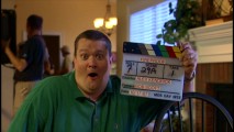 This clapboard holder seems pretty pleased with the wacky face he shares in "Firegoofs/Jokes and Pranks."