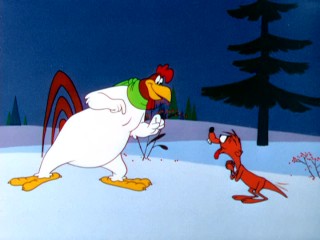 Foghorn finds a way to make playing in the snow even more fun, by getting Bill the weasel to pursue Barnyard Dawg.