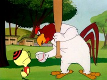 Foghorn mistakenly thinks baseball can help him bond with Miss Prissy's son Egghead Jr. in "Little Boy Boo."