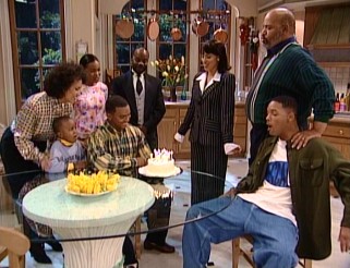 Will, Geoffrey, and the Banks family gather around for a celebration of Carlton's 21st birthday.
