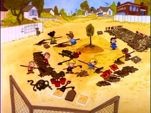 If you plant it, they will grow. Eight members of the Peanuts gang turn Charlie Brown's baseball diamond into a field of greens in "It's Arbor Day, Charlie Brown."
