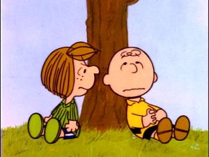 Peppermint Patty has a way of making "Chuck" feel uncomfortable as she does in this under the tree springtime conversation.