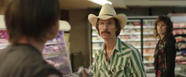 In a supermarket, Ron Woodroof (Matthew McConaughey) stands up to a former friend's homophobic attitude resembling his own past unenlightened mindset.