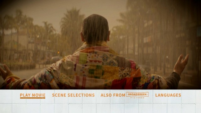 Gen soaks up the rain on the main menu of The Dark Horse's barebones Region 1 DVD.
