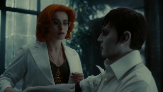 Alcoholic shrink Dr. Hoffman (Helena Bonham Carter) tries to rid Barnabas (Johnny Depp) of his immortality by replacing his vampire blood.