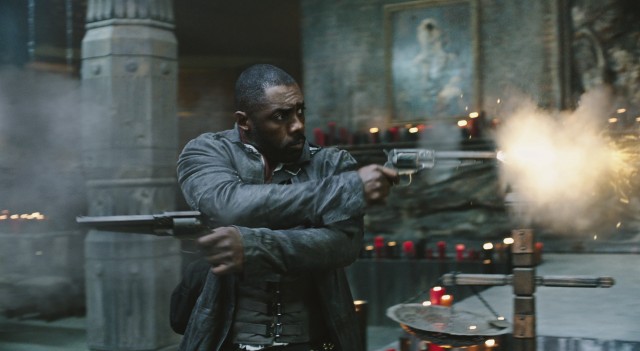 The Gunslinger (Idris Elba) fires rounds in two different directions in "The Dark Tower."