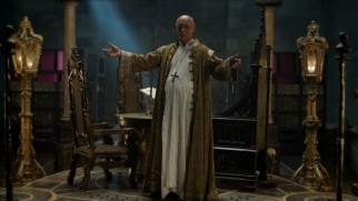 Pope Sixtus IV (James Faulkner) welcomes Leonardo to his secret archive in "The Hierophant."