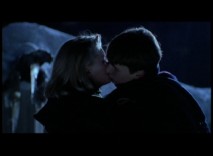 Knox (Josh Charles) gets a kiss from Chris (Alexandra Powers) in this raw take of a deleted scene set by a frozen waterfall.