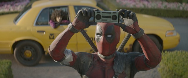 Deadpool (Ryan Reynolds) tries to lure Colossus back into the mix with a boombox-fashioned cell phone playing Peter Gabriel's "In Your Eyes."