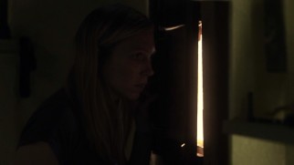 Bright sunlight creeps in a crack at the door as Kim (Amy Cale Peterson) takes a peek at the outside world she hasn't experienced in six months.