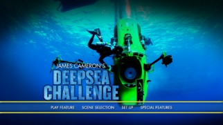 Vertical torpedo The Deepsea Challenger is tended to on the James Cameron's Deepsea Challenge DVD main menu.