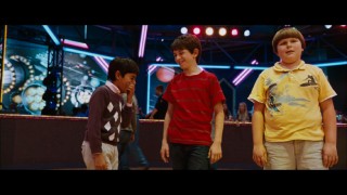 Though Robert Capron (Rowley) holds it together, Karan Brar (Chirag) and Zachary Gordon (Greg) crack up in the gag reel.