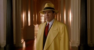 Warren Beatty dons a yellow fedora and trench coat as comic strip detective Dick Tracy.