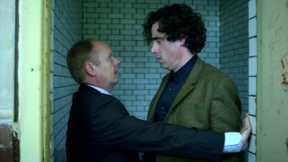 Clashes with DI Gilks (Jason Watkins) are a regular occurrence for Dirk Gently (Stephen Mangan).